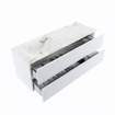MONDIAZ VICA-DLUX Ensemble meuble de salle de bains - 130cm - meuble bas talc - 2 tiroirs - vasque encastrée cloud gauche - sans trous de robinetterie - version haute 60cm - frape SW1088605