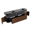 MONDIAZ THOR-DLUX Meuble de salle de bains - 190cm - arrondi gauche + droite - couleur Walnut - 2 tiroirs et 2 portes - Vasque suspendue CLOUD Double sans trou de robinet - couleur Lava SW1466435
