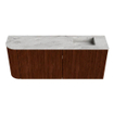 Mondiaz JOYA-DLUX Meuble de salle de bains - 101,6cm - arrondi gauche couleur Ruby - Vasque FAYE position Droite Sans trou de robinet couleur Glace SW1423577