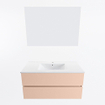 Mondiaz VICA ensemble de meuble de salle de bain - 100cm - meuble sous-vasque rosee - 2 tiroirs - lavabo denia milieu - 1 trou de robinet - couleur Blanc Brillant - miroir LED - version XL 60cm haut SW1091981