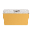 MONDIAZ TURE-DLUX Meuble toilette - 80cm - Ocher - EDEN - vasque Glace - position centrale - 1 trou de robinet SW1103396