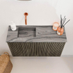 Mondiaz JOYA-DLUX 70cm toiletmeubel - kleur Shadow - Wastafel FAYE positie Links Zonder kraangat kleur Sombra. SW1425183