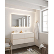 MONDIAZ VICA Badkamermeubelset 120cm 4 lades - wasbak Moon dubbel 2 kraangaten solid surface linen met waste en brauer copper kranen SHOWROOMMODEL SHOW26465