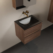Mondiaz AIVY Ensemble de meuble - 60x45x50cm - 0 trous de robinet - 1 vasque Urban Solid surface - Centre - 2 tiroirs - avec armoire de toilette - Melamine Mocha SW892386