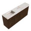 Mondiaz JOYA-DLUX 101.6cm toiletmeubel - ronding rechts kleur Walnut - Wastafel FAYE positie Links Zonder kraangat kleur Frappe. SW1422334