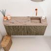 Mondiaz JOYA-DLUX 91.6cm meuble de toilette - arrondi gauche couleur Dusk - Vasque FAYE position Droite Sans trou de robinet couleur Arena. SW1425780