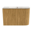 Mondiaz JOYA-DLUX Meuble de toilette 61,6cm - arrondi droite couleur Chêne - Vasque FAYE position Gauche Sans trou de robinet couleur Frappe SW1421915