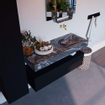 Mondiaz ALAN-DLUX Ensemble de meuble - 120cm - meuble Urban mat - 1 tiroir - Lavabo Cloud Lava suspendu - vasque droite - 0 trous de robinet SW807953