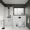 Smedbo Beslagsboden Handdoekhouder - 40x80x25cm - Staal Mat zwart SHOWROOMMODEL SHOW26217