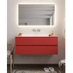 Mondiaz VICA ensemble de meuble de salle de bain - 120cm - meuble sous-vasque fire - 2 tiroirs - lavabo cloud milieu - sans trou de robinet - miroir LED - version XL 60cm haut SW1098008