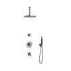 Hotbath Cobber IBS20 Ensemble de douche pluie encastré - bras de plafond 15 cm - douche de tête ronde 30 cm - douchette à main stick - nickel brossé SW440410