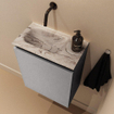MONDIAZ TURE-DLUX Meuble toilette - 40cm - Plata - EDEN - vasque Glace - position gauche - sans trou de robinet SW1103424