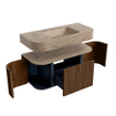 MONDIAZ THOR-DLUX 100cm meuble de salle de bains arrondi gauche + droite couleur Walnut avec 1 tiroir et 2 portes. Vasque suspendue CLOUD Centre sans trou de robinet couleur Arena. SW1467447