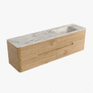 Mondiaz CIRO-DLUX Badkamermeubelset - 170x45x50cm - Solid surface wastafel Frappe - 1 wasbak Rechts - zonder kraangaten - 4 lades - Oak SW1530876