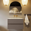 Mondiaz VICA-DLUX ensemble de meuble de salle de bain - 80cm - meuble sous-vasque fumée - 2 tiroirs - lavabo encastré nuage milieu - sans trous de robinet - version haute 60cm - opalo SW1087889