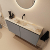 MONDIAZ TURE-DLUX Meuble toilette - 100cm - Smoke - EDEN - vasque Frappe - position centrale - sans trou de robinet SW1103062