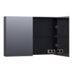 BRAUER Plain Spiegelkast - 100x70x15cm - 2 links/rechtsdraaiende spiegeldeuren - MFC - black wood SW392972
