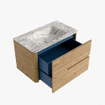Mondiaz CIRO-DLUX Badkamermeubelset - 80x45x50cm - Solid surface wastafel Glace - 1 wasbak Midden - 1 kraangat - 2 lades - Oak SW1530834