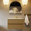 Mondiaz VICA-DLUX ensemble de meuble de salle de bain - 80cm - meuble sous-vasque oro - 2 tiroirs - lavabo encastré cloud milieu - 1 trou de robinet - version haute de 60cm - opalo SW1086583