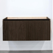 Adema Holz Ensemble de meuble - 100cm - 1 vasque en céramique Noir - sans trous de robinet - 1 tiroir - avec armoire de toilette - Toffee (marron) SW857534