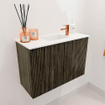 Mondiaz JOYA 60cm meuble de salle de bains - couleur Shadow - Vasque FAYE position Milieu 1 trou de robinet couleur Talc. SW1421399