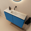 MONDIAZ TURE-DLUX Meuble toilette - 80cm - Jeans - EDEN - vasque Ostra - position centrale - sans trou de robinet SW1104876