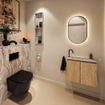 MONDIAZ TURE-DLUX Meuble toilette - 60cm - Washed Oak - EDEN - vasque Glace - position gauche - 1 trou de robinet SW1103627