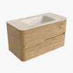 Mondiaz CIRO-DLUX Badkamermeubelset - 90x45x50cm - Solid surface wastafel Meli - 1 wasbak Midden - 1 kraangat - 2 lades - Oak SW1531379