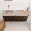 Mondiaz JOYA-DLUX 91.6cm toiletmeubel - ronding rechts kleur Walnut - Wastafel FAYE positie Links Zonder kraangat kleur Saba. SW1424678