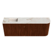 Mondiaz JOYA-DLUX Meuble de salle de bains 111.6cm - arrondi droit couleur Ruby - Vasque FAYE position Gauche 1 trou de robinet couleur Frappe. SW1423506