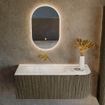 Mondiaz KURVE-DLUX Ensemble de meuble de salle de bains - 115x46x40cm - 1 tiroir - 1 porte - vasque solid surface - gauche - sans trou de robinet - Shadow SW1414042
