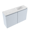 MONDIAZ TURE-DLUX Meuble toilette - 80cm - Clay - EDEN - vasque Opalo - position droite - 1 trou de robinet SW1104230