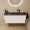 MONDIAZ TURE-DLUX Meuble toilette - 100cm - Talc - EDEN - vasque Lava - position centrale - 1 trou de robinet SW1103632