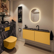 MONDIAZ TURE-DLUX Meuble toilette - 120cm - Ocher - EDEN - vasque Lava - position centrale - 1 trou de robinet SW1103918