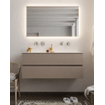 Mondiaz VICA ensemble de meuble de salle de bain - 120cm - meuble sous-vasque fumée - 2 tiroirs - lavabo lune double - sans trou de robinet version XL 60cm de haut SW1089815