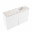 MONDIAZ TURE-DLUX Meuble toilette - 80cm - Talc - EDEN - vasque Frappe - position droite - sans trou de robinet SW1102597