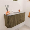 Mondiaz JOYA-DLUX 83.2cm meuble de salle de bains - arrondis gauche et droite couleur Dusk - Vasque FAYE position Milieu 1 trou de robinet couleur Glace. SW1423179