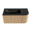 MONDIAZ KURVE 95cm Meuble salle de bain avec module 25 D - couleur Oak - 1 tiroir - 1 porte - vasque BIG SMALL gauche - 1 trou de robinet - Urban SW1138376