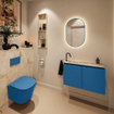 MONDIAZ TURE-DLUX Meuble toilette - 80cm - Jeans - EDEN - vasque Frappe - position gauche - 1 trou de robinet SW1102837