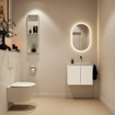 MONDIAZ TURE-DLUX Meuble toilette - 60cm - Talc - EDEN - vasque Opalo - position droite - sans trou de robinet SW1104110