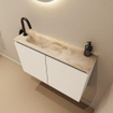 MONDIAZ TURE-DLUX meuble WC 80 cm Talc. EDEN lavabo Frappe position gauche. Avec 1 trou de robinet. SW1102594