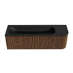 MONDIAZ KURVE 145cm Meuble salle de bain avec module 25 D - couleur Walnut - 1 tiroir - 1 porte - vasque BIG LARGE gauche - 2 trous de robinet - Urban SW1138543