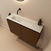 MONDIAZ TURE-DLUX Meuble toilette - 80cm - Rust - EDEN - vasque Ostra - position gauche - sans trou de robinet SW1105040