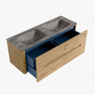 Mondiaz CIRO-DLUX Ensemble de meubles de salle de bains - 130x45x50cm - lavabo solid surface Oza - 2 vasques double - sans trous de robinet - 4 tiroirs - Chêne SW1531126