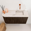 Mondiaz JOYA-DLUX 71.6cm toiletmeubel - ronding links kleur Walnut - Wastafel FAYE positie Rechts Zonder kraangat kleur Nata. SW1424529