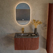 Mondiaz KURVE-DLUX Ensemble de meuble de salle de bains - 75x46x40cm - 1 tiroir - 1 porte - lavabo solid surface - gauche - 1 trou de robinet - Ruby SW1416090