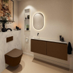 MONDIAZ TURE-DLUX Meuble toilette - 120cm - Rust - EDEN - vasque Opalo - position gauche - sans trou de robinet SW1104540