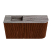 Mondiaz JOYA-DLUX Meuble de toilette 81,6cm - arrondi droit couleur Ruby - Vasque FAYE position Gauche 1 trou de robinet couleur Oza SW1426265