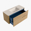 Mondiaz CIRO-DLUX Meuble de salle de bains - 110x45x50cm - Lavabo solid surface Meli - 1 vasque au milieu - sans trous de robinet - 2 tiroirs - Chêne SW1531386