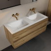 Mondiaz AIVY Ensemble de meuble - 120x45x50cm - 0 trous de robinet - 2 vasques Urban Solid surface - Gauche et droite - 2 tiroirs - avec miroir - Melamine Chai SW892105
